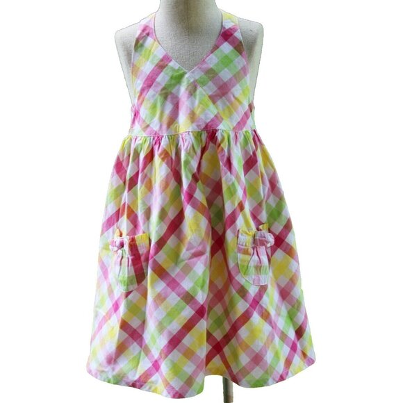 Gymboree Pretty Lady Dress Pink Yellow Plaid Halter Party Summer Lemonade - Picture 1 of 9